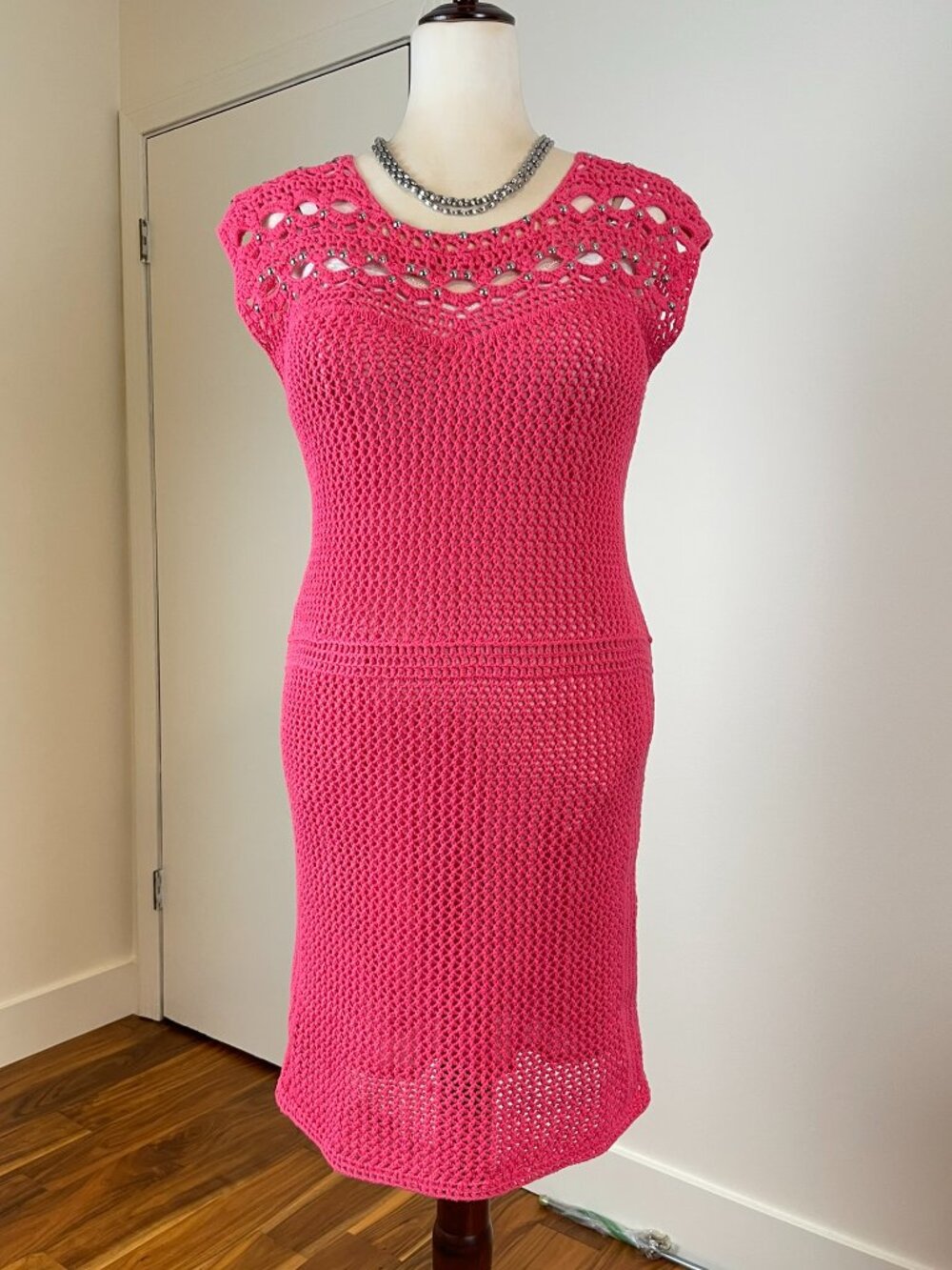 Vintage Moda International Cotton Crochet Dress, Medium